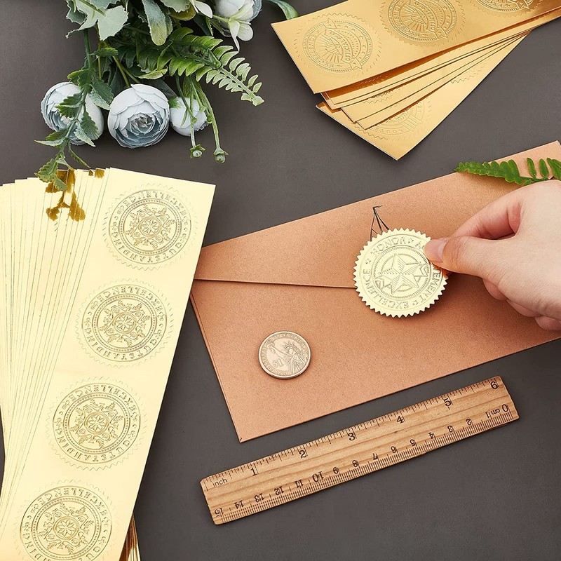 CRASPIRE Graduation Cap Gold Certificate Seals Diploma Embossed Foil Stickers
