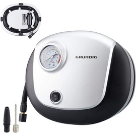 GRUNDIG Professional Car Tyre Inflator Air Compressor Pump, Air Compressor Tyre Inflator Portable Air Pump for Car Tyres 12v DC Electric Car Tyre Pump with Pressure Gauge White