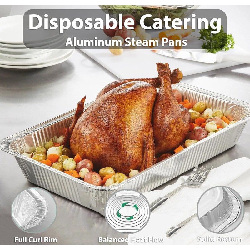 20.5"L X 12.5"W X 2"D Heavy-Duty Aluminum Foil Pans, Shallow