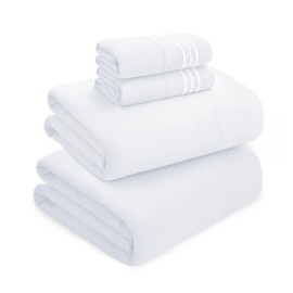 Mocassi Luxury Split King 5-Piece Sheet Set - 1800 Premium Hotel Quality - Easy-Fit, Wrinkle, Fade Resistant Bed Sheets and Pillowcases - All Around Elastic Fitted Sheet, Deep Pocket, White