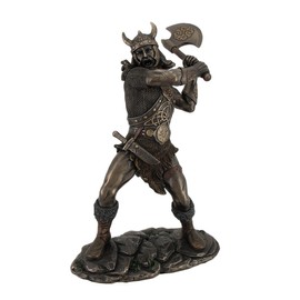 Veronese Design 11.25" Tall Viking Axe Warrior Battle Stance Cold Cast Resin Antique Bronze Finish
