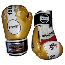 Woldorf USA Professional Boxing Kickboxing Training Gel Sparring Gloves Bagwork Punching Bag Mitts Muay Thai Gold Best Fighting Gloves Men and Women 12oz