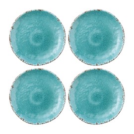 UPware 4-Piece Crackle 6 Inch Melamine Serving Plates/Appetizer Plates/Dessert Plates, Turquoise