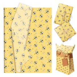 50 Sheet Bee Tissue Paper, Cute Honeybee Daisy Gift Wrapping Paper, 14 x 20 Inch Yellow Bee Flower Packing Tissue for Birthday, Baby Shower, Wedding, Holiday, Craft, Gift Decor, Party Confetti