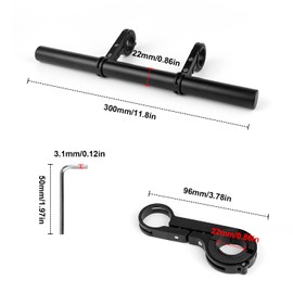 Bicycle Handlebar Extension, DEANKEJI 30 cm Bicycle Handlebar Stem, Aluminium Bicycle Handlebar for Torch Smartphones Speedometer Camera GPS