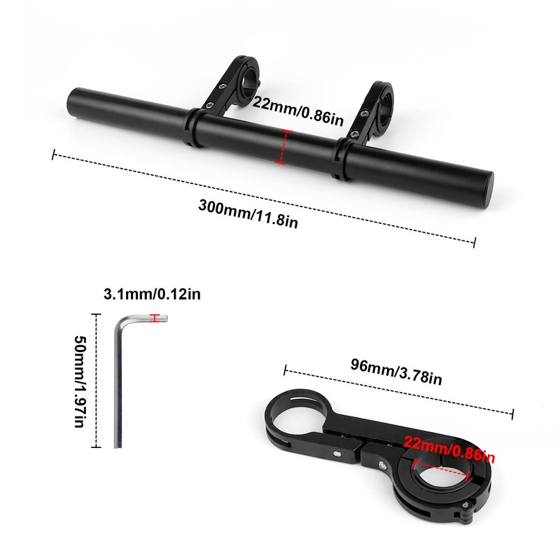 Bicycle Handlebar Extension, DEANKEJI 30 cm Bicycle Handlebar Stem, Aluminium