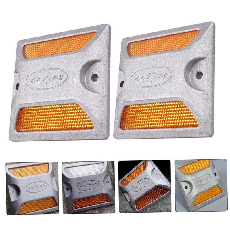 KONTONTY 2pcs Reflective Aluminum Road Studs for Driveways Pavement Markers