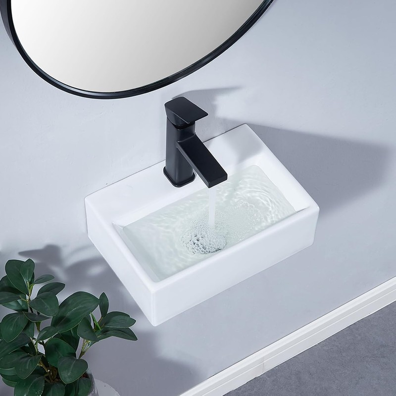 SHACO 14x10 Inch Wall Mount Bathroom Sink, Small Bathroom Sink