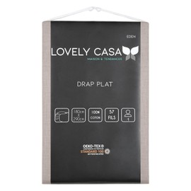 Lovely Casa - Flat Sheet - Size 180 x 290 cm - 100% Cotton Oeko-Tex Certified - Linen Colour - Eden Model - Bed Linen for Home - Soft and Comfortable for Cuddly Cot Bumpers