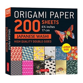 Origami Paper 200 sheet Japanese Washi Patterns 6 3/4" 17 cm: Double Sided Origami Sheets With 12 Different Patterns (Instructions for 6 Projects Included)