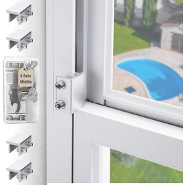 4 Sets Sliding Window Locks with Key, Window Locks for Up and Down Windows,Easy to Install Vertical & Horizontal Window Security Locks,Adjustable Aluminum Window Stopper Lock(Silver)