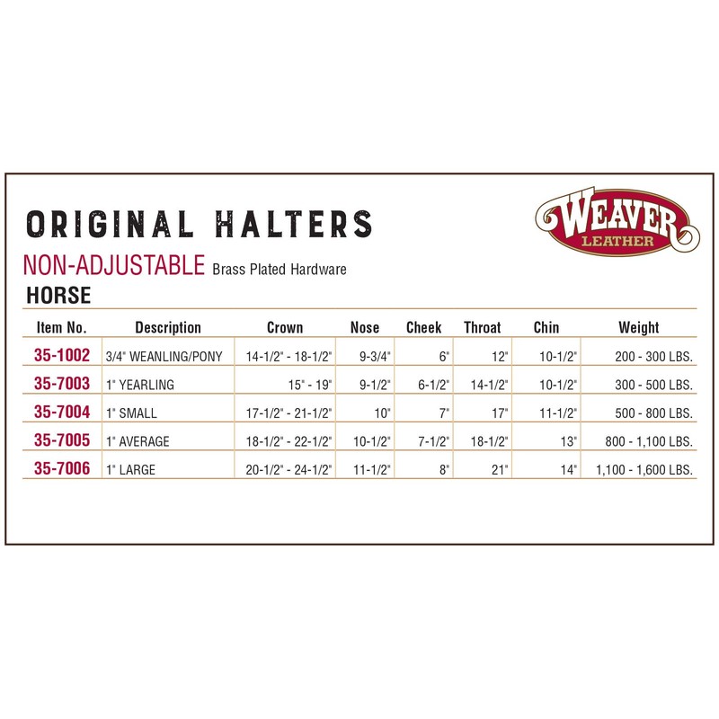 Weaver Leather Average Horse or Yearling Draft Original Non-Adjustable Halter,