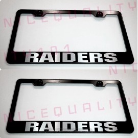 2X Las Vegas Raiders Stainless Steel Black Finish License Plate Frame Rust Free