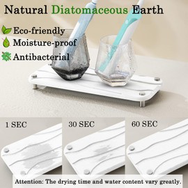 Acidea Quick Drying Stone Sink Tray, Instant Dry Sink Organizer Bathroom, Water Absorbing Stone Tray for Sink, Fast Drying Diatomaceaous Earth Sink Caddy for Kitchen Bathroom Counter, 11x4.3in, White