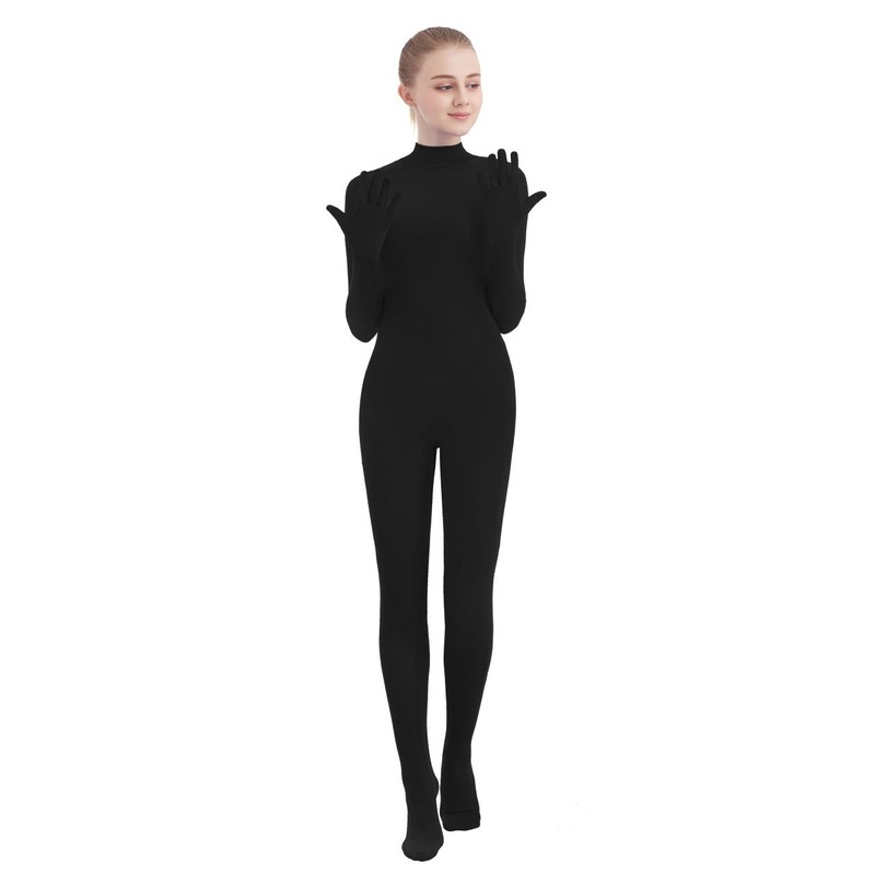 SUPRNOWA Mock Turtleneck Full Body Unitard Elastane Spandex Long Sleeve