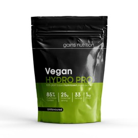 GN Vegan Hydro Pro Hydrolysed Protein Powder | 1kg Unflavoured Pea Protein Powder - Hydrolysed Plant Based Protein Powder | 25g Vegan Protein per Serving | Pea Protein Isolate | Non-GMO & Gluten Free