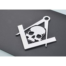Mason Masonic Skull Square & Compass Badge Emblem 4" Metal Car Truck Motorcycle