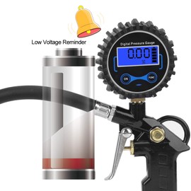 Tire Pressure Gauge for Cars 200 PSI, Air Pressure Gauge, Air Chuck Air Compressor Attachments, with Steel Braided Hose, Quick Connect Coupler Carrying Case, for Truck, Car, SUV