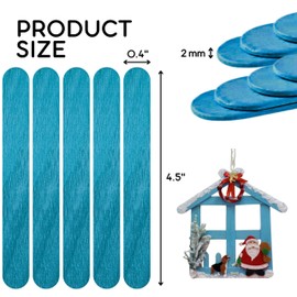 200PCS Wood Craft Sticks Blue – 4,5 Inch Jumbo Blue Popsicle Sticks Popsicle Flat Rods for Crafts Wooden Jumbo Supplies for Crafting DIY Food Grade Rods