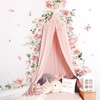 decalmile Large Pink Peony Flower Wall Stickers Rose Hanging Floral