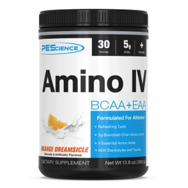 PEScience Amino IV, Orange Dreamsicle, 60 Scoop, BCAA and EAA Powder with Electrolytes