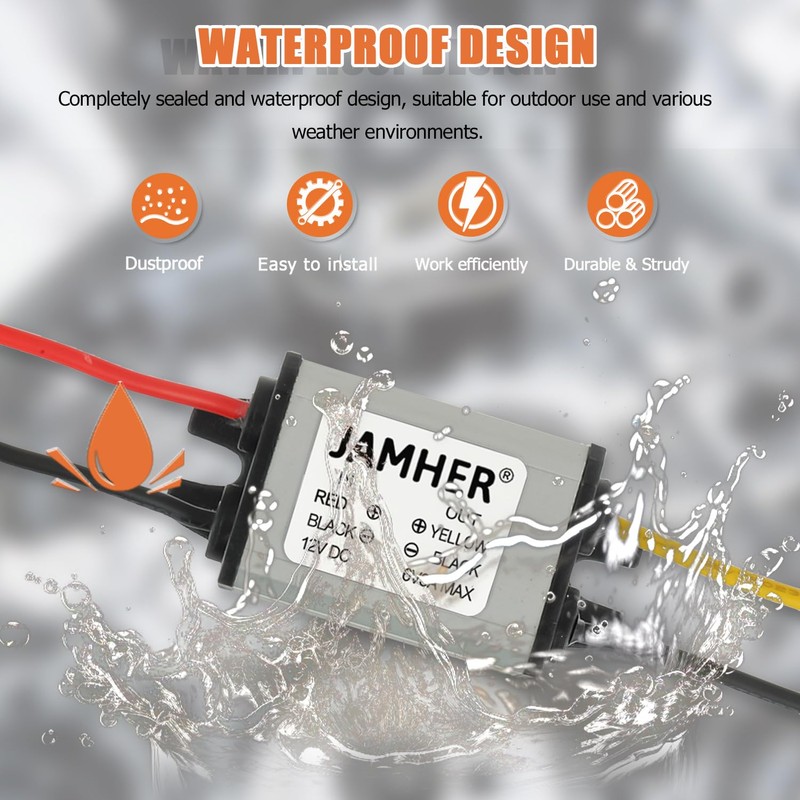 JAMHER 2Pack 12V to 6V DC Buck Converter Waterproof DC