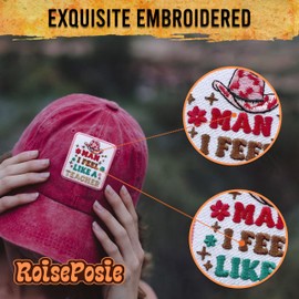Roiseposie Man I Feel like a Teacher Patch, Cowgirl Hat 3 Inches Iron On/Sew On Embroidered Applique Fabric Western Girlies Patches for Clothes Backpacks Hat Jeans, Back To School Patches for Teachers
