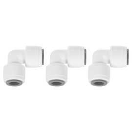 sourcing map 3Pcs Push to Connect Fittings, 5/16" OD x 5/16" OD Air Hose Fittings Tube&Hose&Pipe Quick Connect Fitting Plastic 90 Degree Elbow Union Coupling for RO Water System, White (8-8mm)
