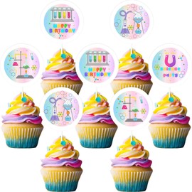Sursurprise Science Birthday Decorations, 36PCS Science Cupcake Toppers for Girls Scientist Birthday Decorations Chemical Physical Experiments Chemistry Lab Party Supplies
