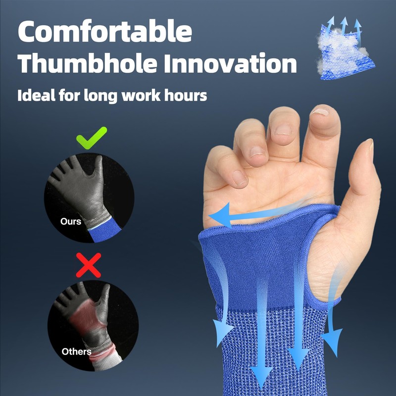 Schwer ANSI A6 Cut Resistant Sleeves, 22 inch Protective Arm