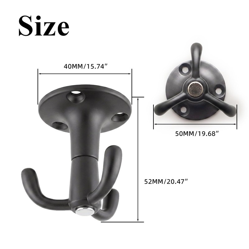 MUCOHO 4 Pack Rotatable Hook, Heavy Duty 3-Prong Ceiling Coat