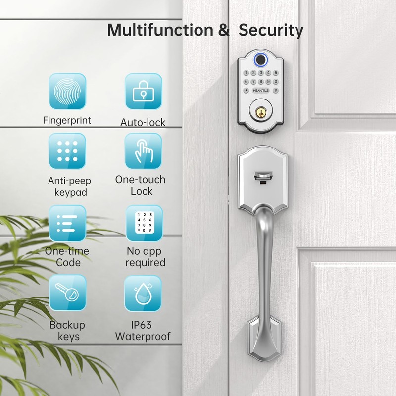 HEANTLE Smart Deadbolt Lock: Keyless Entry Door Lock with Fingerprint