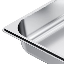 4 Pack 1/2 Size Stainless Steel Steam Table Pan 2.5 Inch Deep Reusable Rustproof Catering Supplies for Hotels & RestaurantsDepth: 2.5 inch, Size: Size 1/2 Size