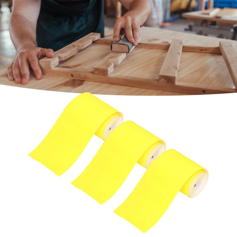 3 Rolls Sandpaper Roll 120 Grit Abrasive Sheet Polishing Grinding