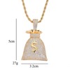 KMASAL Jewelry Men Hip Hop Money Bag CZ Cluster Pendant
