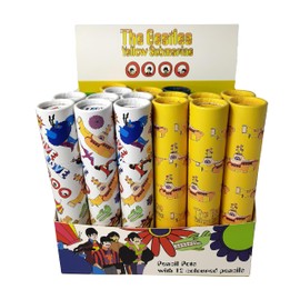 Puckator The Beatles Yellow Submarine Large Pencil Pot with 12 Colouring Pencils - Cute Stationary - Coloured Pencils - School Stationary - Pencil Roll - Colouring Pencil - Color pencils