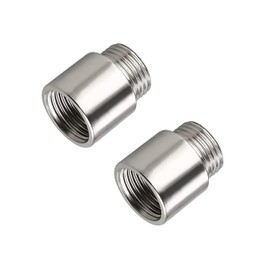 Beduan Shower Head Extension Tube Pipe Fittings, G 1/2 Male to G 1/2 Female BSP threaded Stainless Steel Round Shower Arm Extension Cast Fitting Coupler (15mm Length,2pcs)