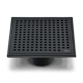 QM Square Shower Drain, Grate made of Stainless Steel Marine 316 and Base made of ABS, Lagos Series Mira Line, 5 inch 3/4, ORB/Black Finish, Kit includes Hair Trap/Strainer and Key