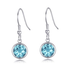 Philip Jones March Birthstone Drop Earrings Created with Aquamarine Zircondia® Crystals