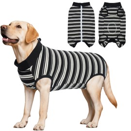 LeLePet Dog Recovery Suit, Striped Pet Surgical Vest for Male Female Dogs, Dog Body Suit After Surgery, Post Surgery Onesie for Spay Neuter, Anti-Licking Medical Pet Shirt for Dogs, Black 3XL