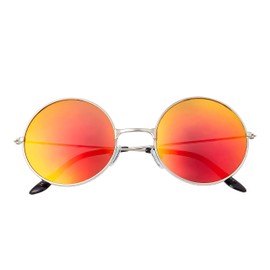 Ultra Gold mit Gläsern in Burnt Orange Runde Sonnenbrille UV400 für Männer und Frauen – Große Runde Unisex-Retro-Brille mit Gefederten Comfort-Fit-Scharnieren – Runde Sonnenbrille UVA UVB