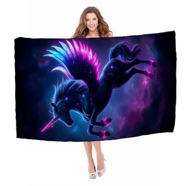 ZABAOBO Microfiber Unicorn Beach Towel,Fantasy Unicorn Lightweight Beach Towels for Women Adults Girls Men,Funny Bath Towel Gifts for Swim Surf 80X160 cm