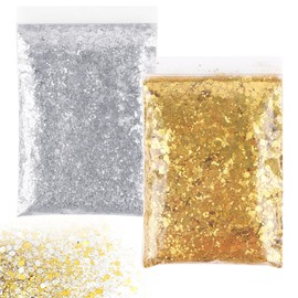 100 g Glitter for Crafts, Glitter Powder Glitter Crafts, Gold and Silver Glitter Powder for Nails Face Makeup Card Crafts Nail Art
