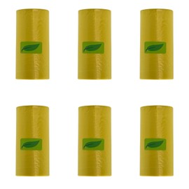 KORBINO Trash Bags 120 Pack - 6 Rolls Trash Bags Small Trash Bags for Car, Kitchen, Household, Office, Camping - Biodegradable Yellow Bags for Trash Can