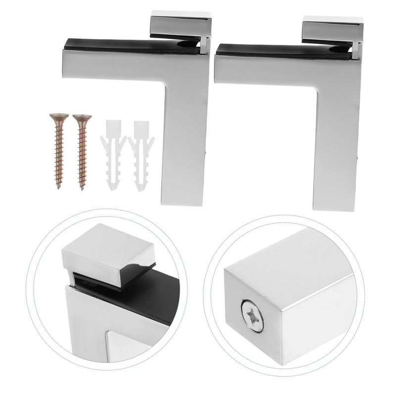 Operitacx 2pcs Adjustable Glass Shelf Brackets Supports for Thickness Stable