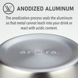 ARORA Aluminum Metal Cups for Drinks, Metal Anodized Hammered Silver Color Tumblers Set of 6, , Aluminum Drinking Cups for Father's Day 15oz