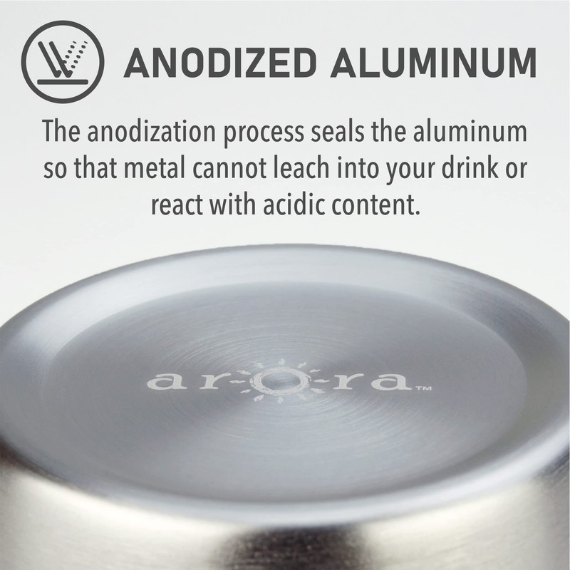 ARORA Aluminum Metal Cups for Drinks, Metal Anodized Hammered Silver