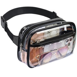 Clear Fanny Pack Stadium Approved - Packism Clear Belt Bag for Women Men Transparent Waist Bag with Adjustable Strap for Concerts, Sporting Events - Black
