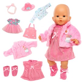 Miunana Clothes Doll Clothes Clothes for 35-43 cm Baby Dolls, 3 Pink Outfits for Baby Dolls