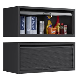 Yizosh Metal Garage Wall Cabinet with Recessed Handle,Wall Mounted Metal Garage Storage Cabinet,Floating Garage Tool Cabinet for Kitchen,Basement,Garage,Warehouse